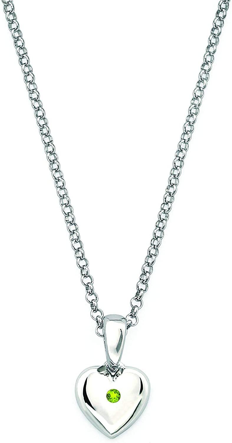 Simulated Peridot Birthstone Children's Heart Pendant in Sterling Silver