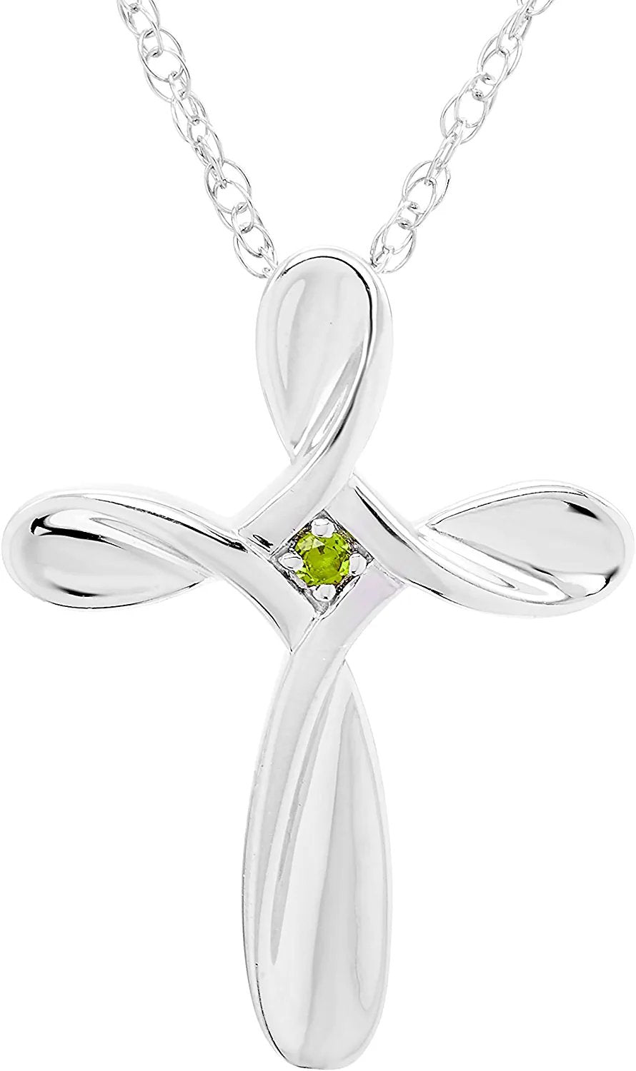 Sterling Silver Peridot Cross Pendant with chain