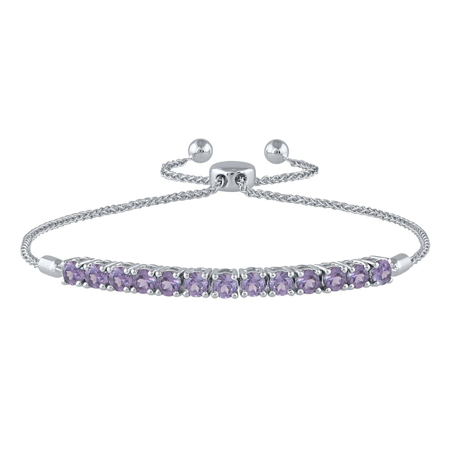 Lab-Grown Alexandrite Sterling Silver Bolo Bracelet