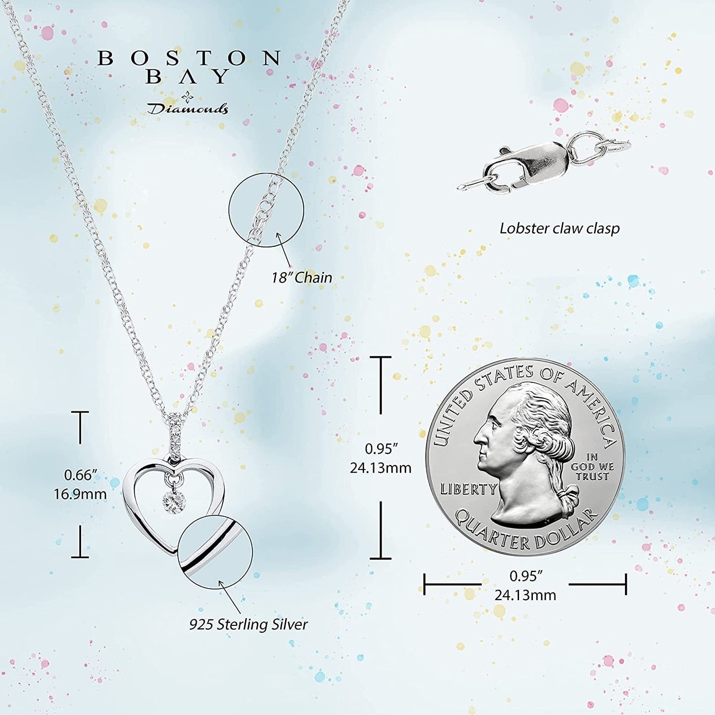 1/10cttw Dancing Genuine Diamond Heart Pendant in Sterling Silver