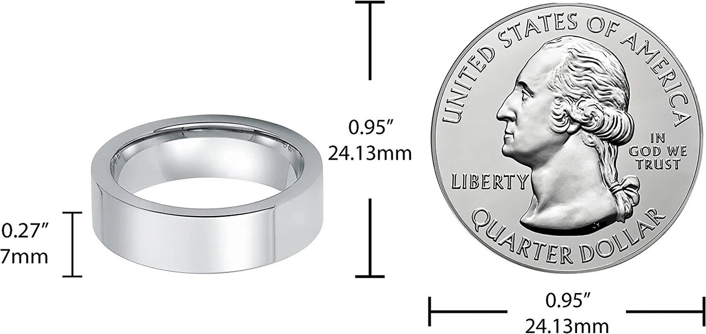 Cobalt Chrome 7mm High Polish Raised Center Comfort Fit Fashion or Wedding Band Ring