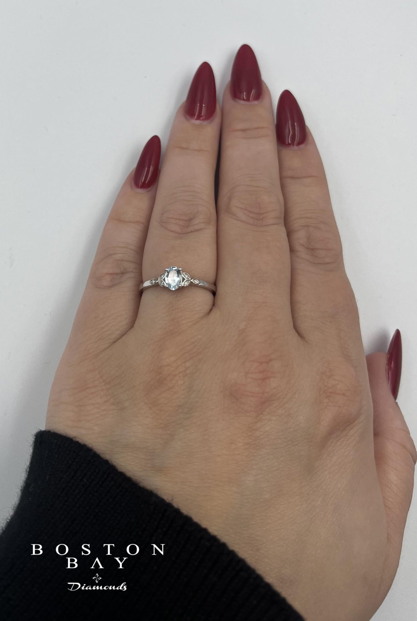 Aquamarine & Diamond Ring in 10K White Gold