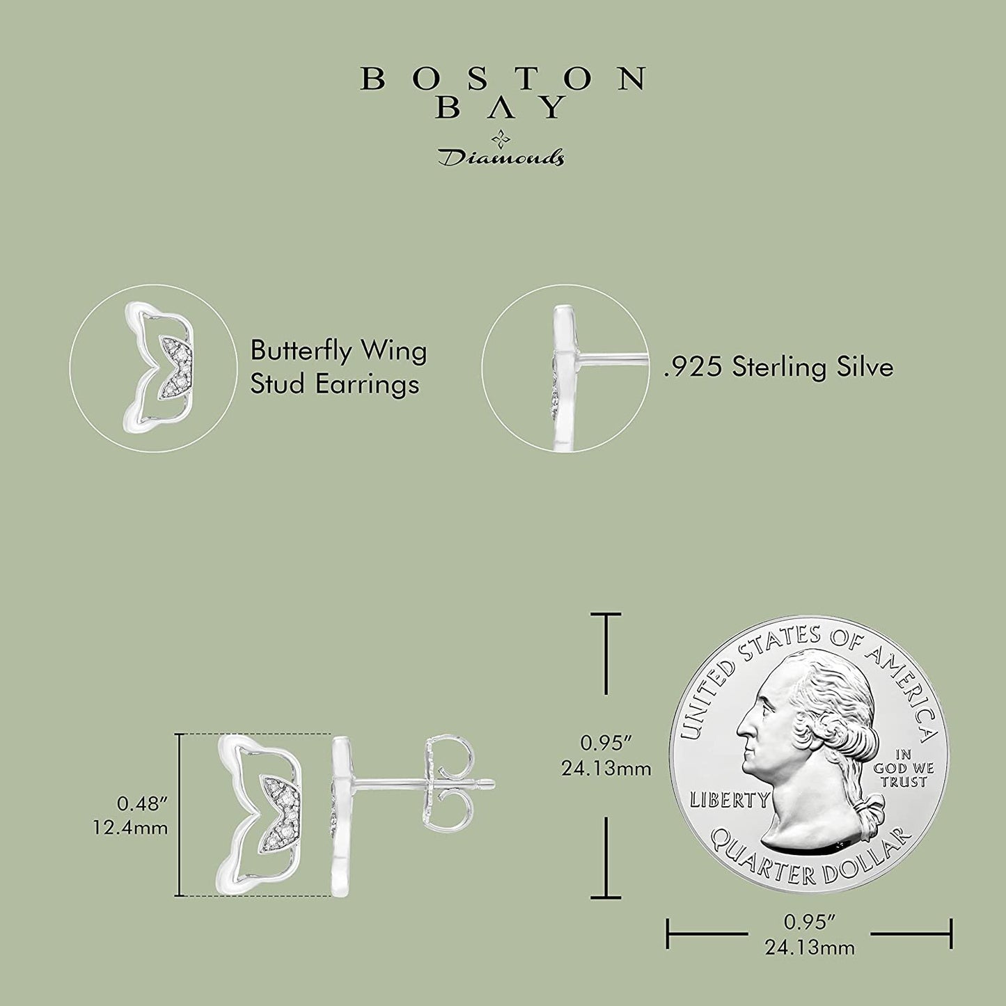 1/15cttw Diamond Butterfly Wing Earrings in Sterling Silver