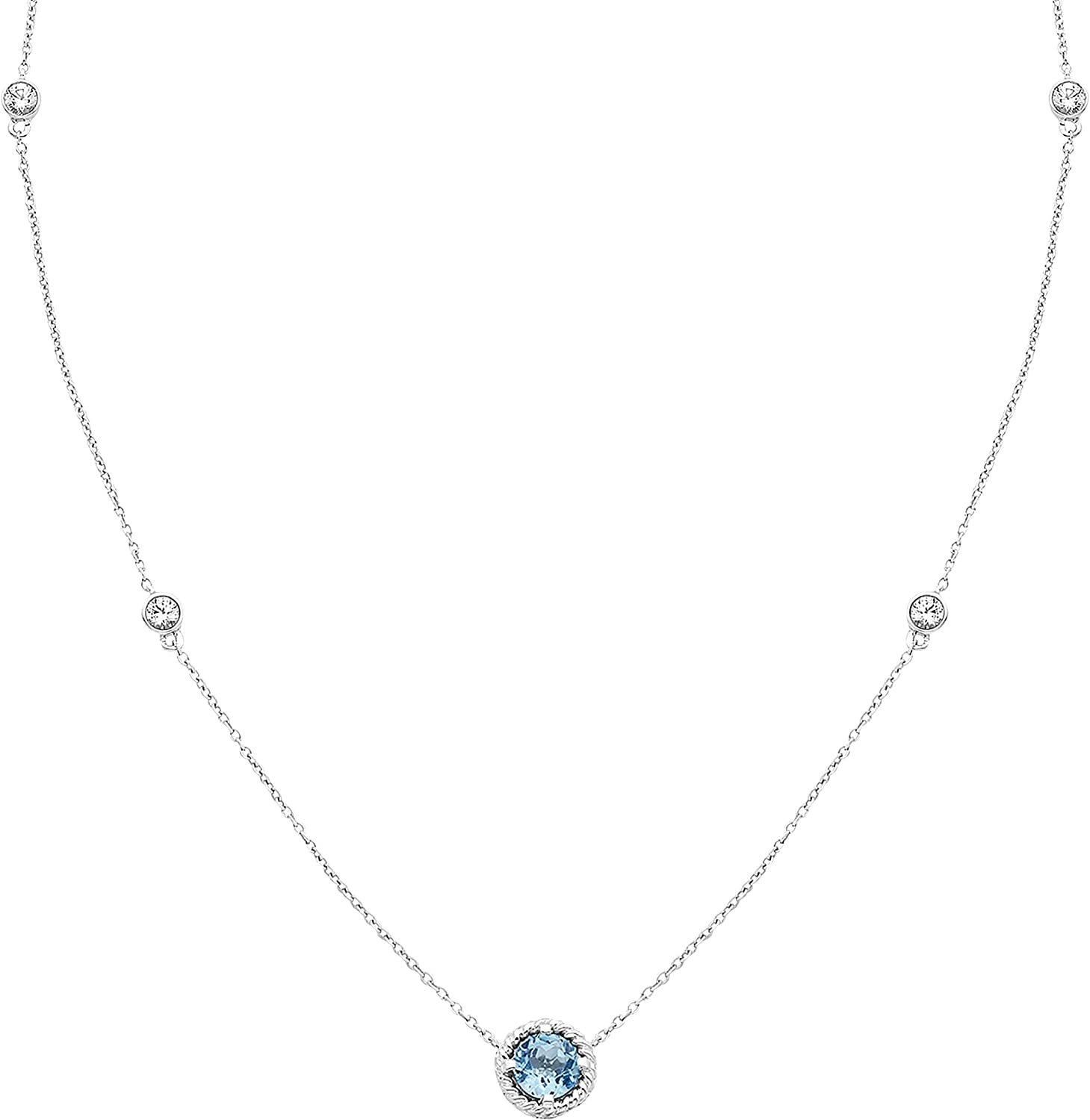 Little Gems 925 Sterling Silver Tennis Bracelet – Lab-Created Blue Sapphire & White Topaz – 7 Inches