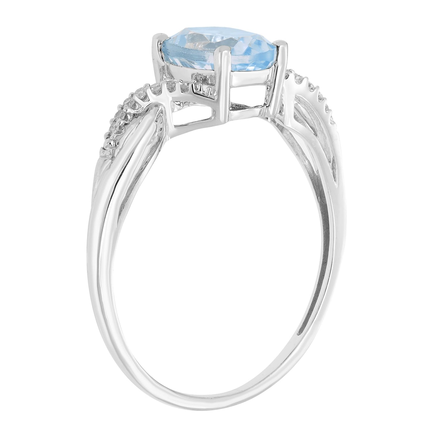 Blue Topaz & Diamond Ring in Sterling Silver