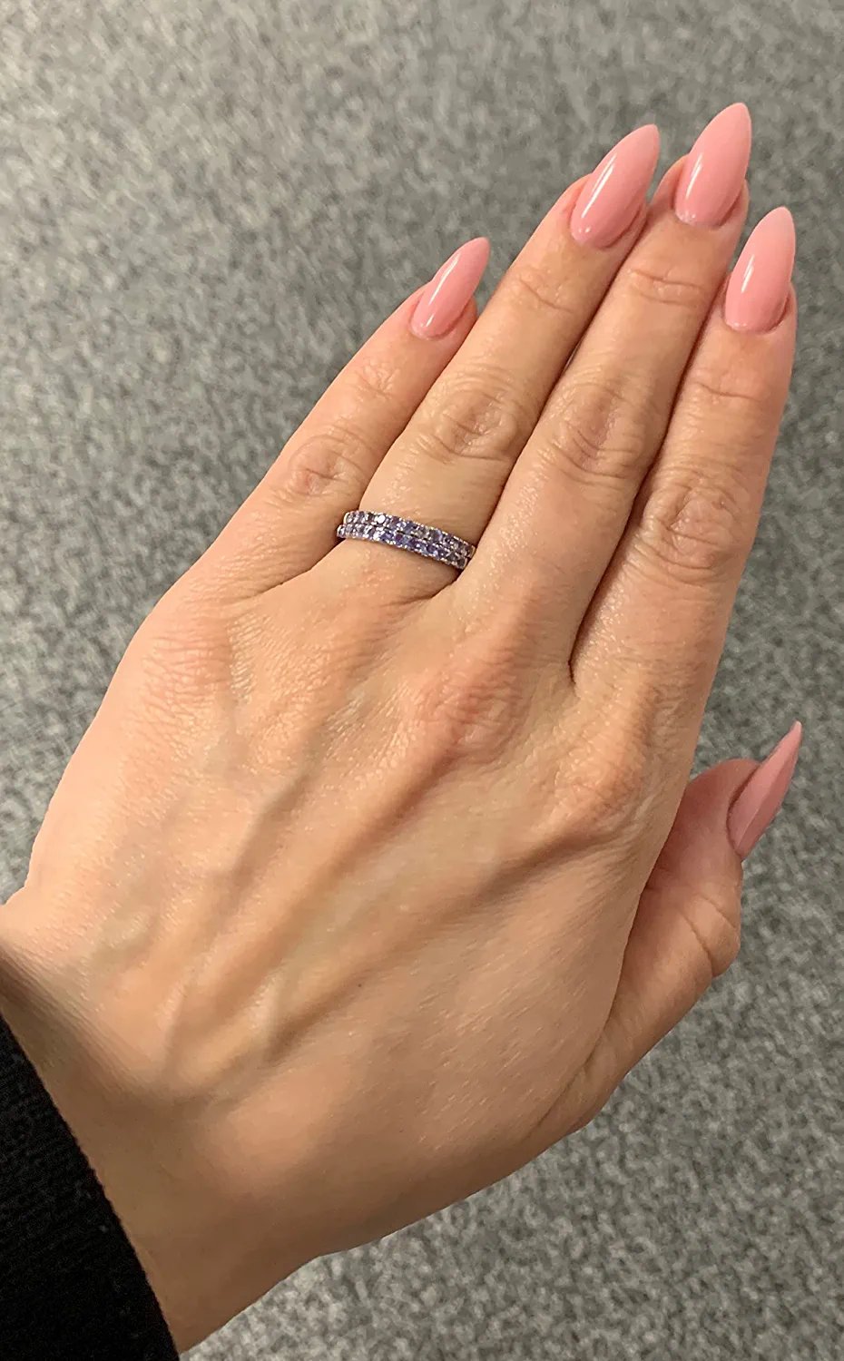 10K White Gold Genuine Tanzanite Birthstone Stacking Ring