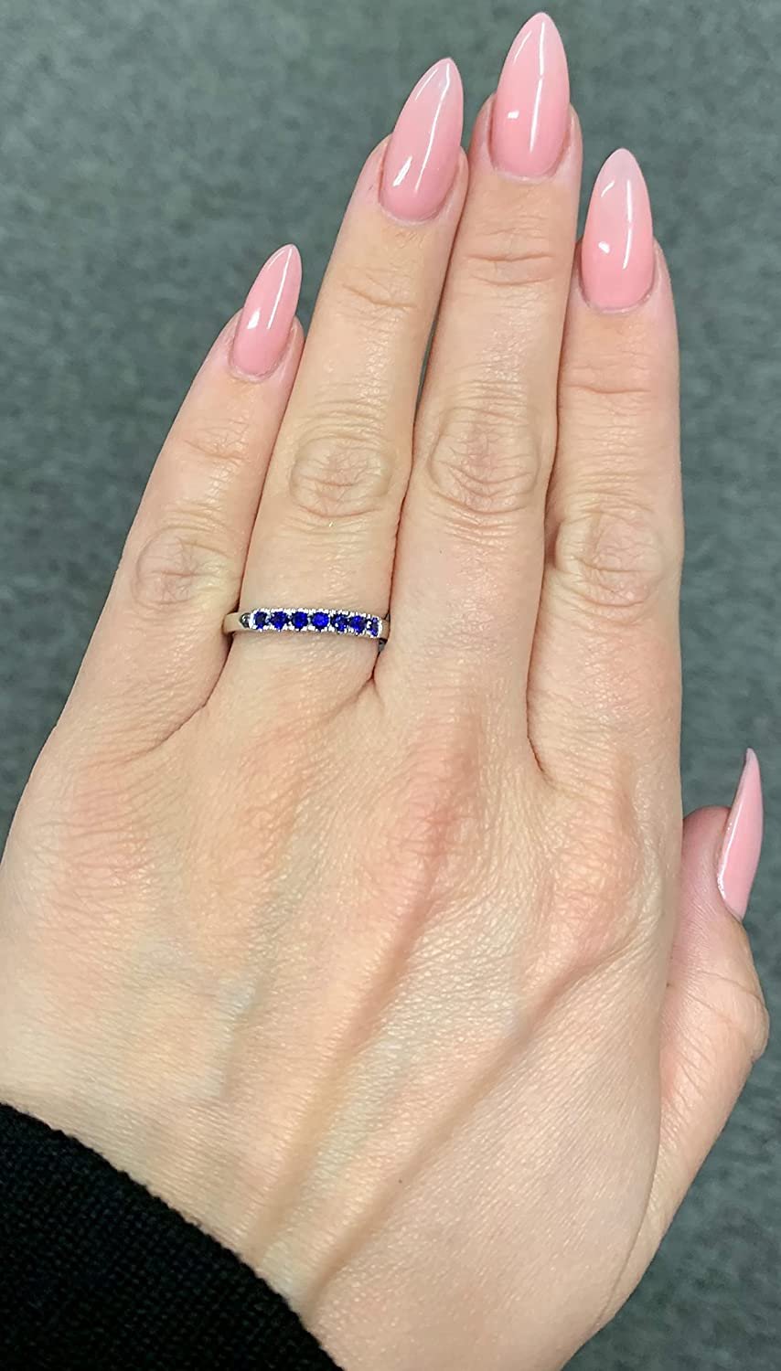 Sterling Silver Lab-Grown Blue Sapphire 7-Stone Stacking Ring