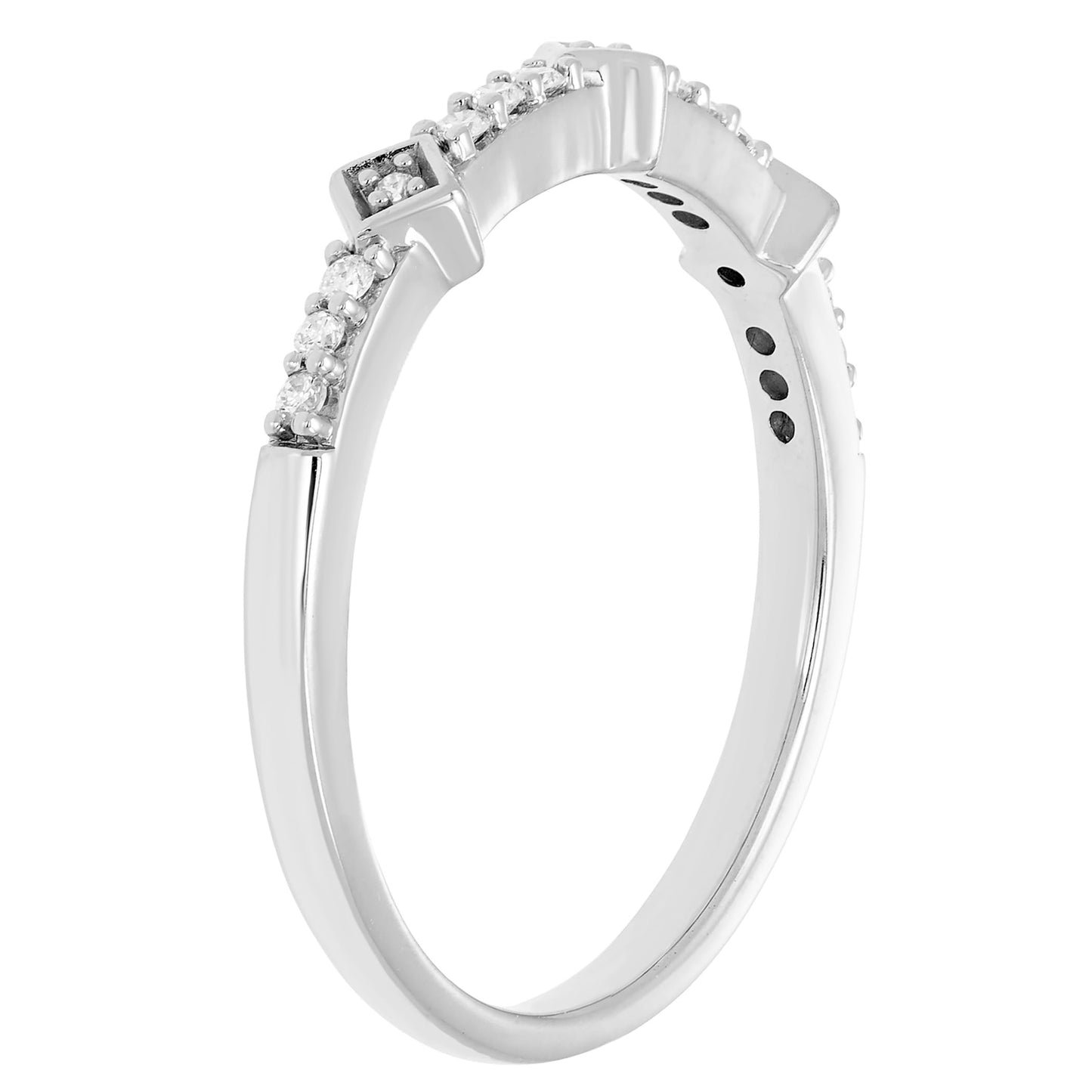 1/10cttw Diamond Station Stacking Ring in Sterling Silver