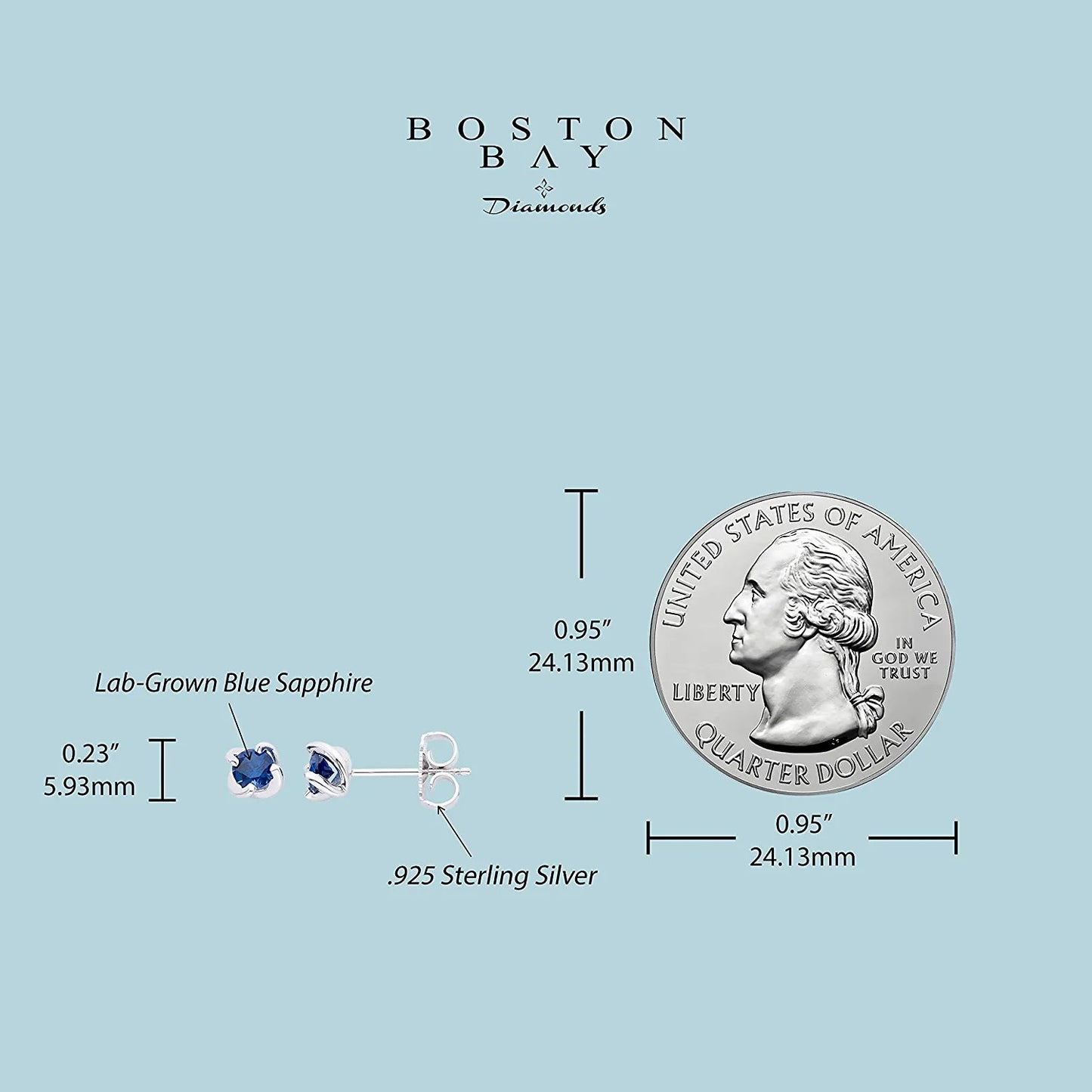 Sterling Silver Lab-Grown Blue Sapphire 4-Prong Twist Solitaire Stud Earrings