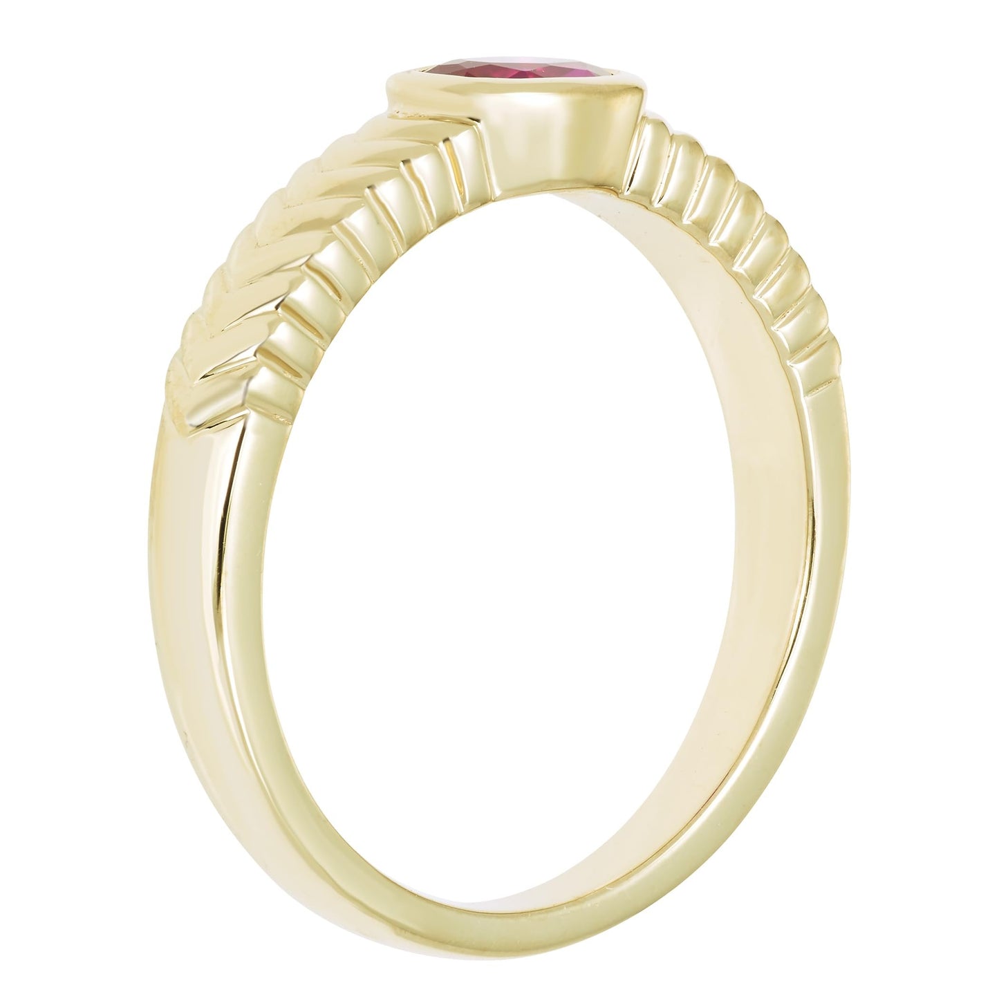 Oval Lab-Grown Ruby Ring in 14K Yellow Gold Plated Sterling Silver