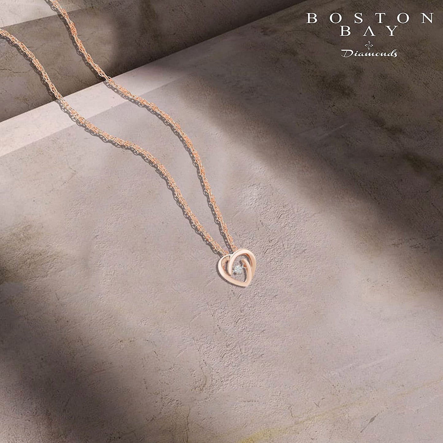 Genuine Dancing Diamond Heart Pendant 14K Rose Gold Sterling Silver