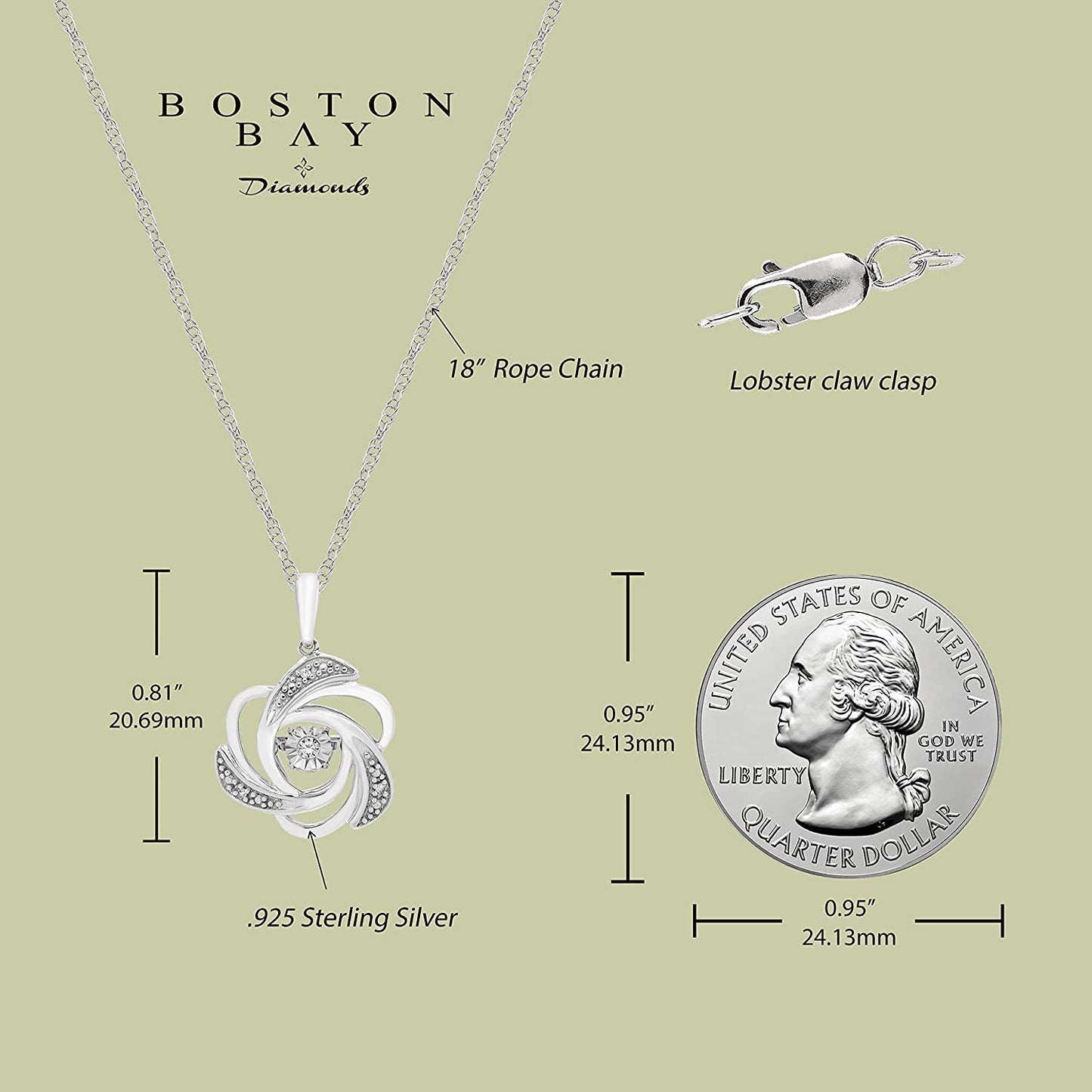 Genuine Dancing Diamond Floral Pendant in Sterling Silver