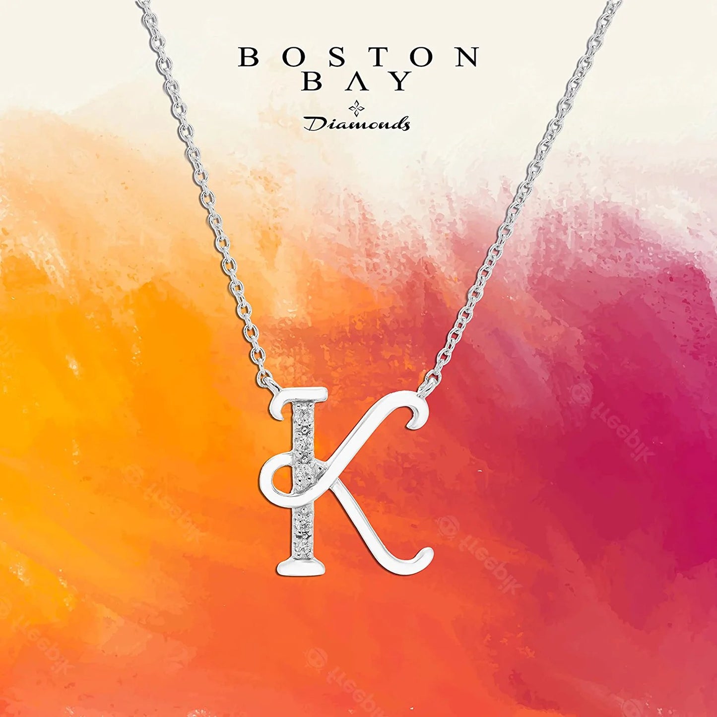 Diamond Initial Necklace, Adjustable 18”-20” in Sterling Silver - Choice of Letter