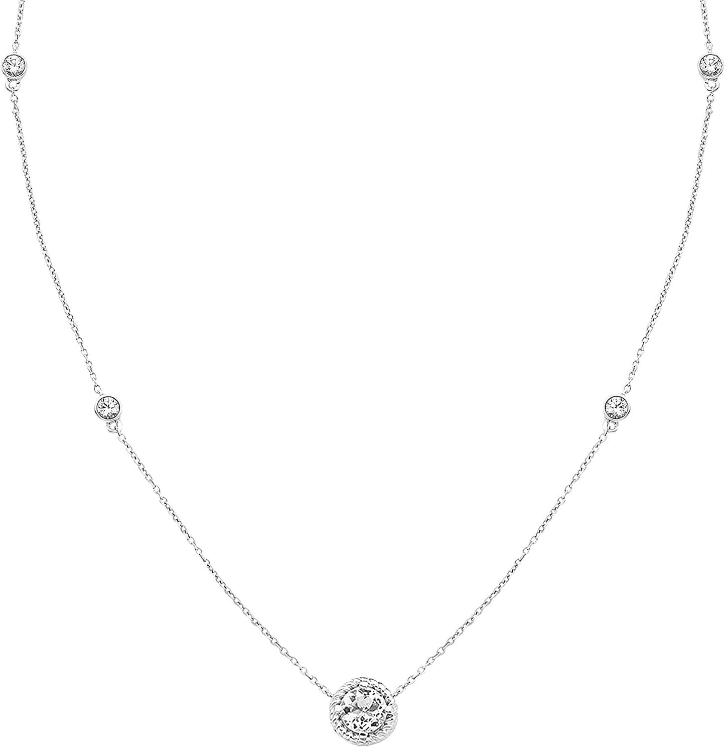 Sterling Silver Lab-Grown White Sapphire Necklace, 20" cable chain