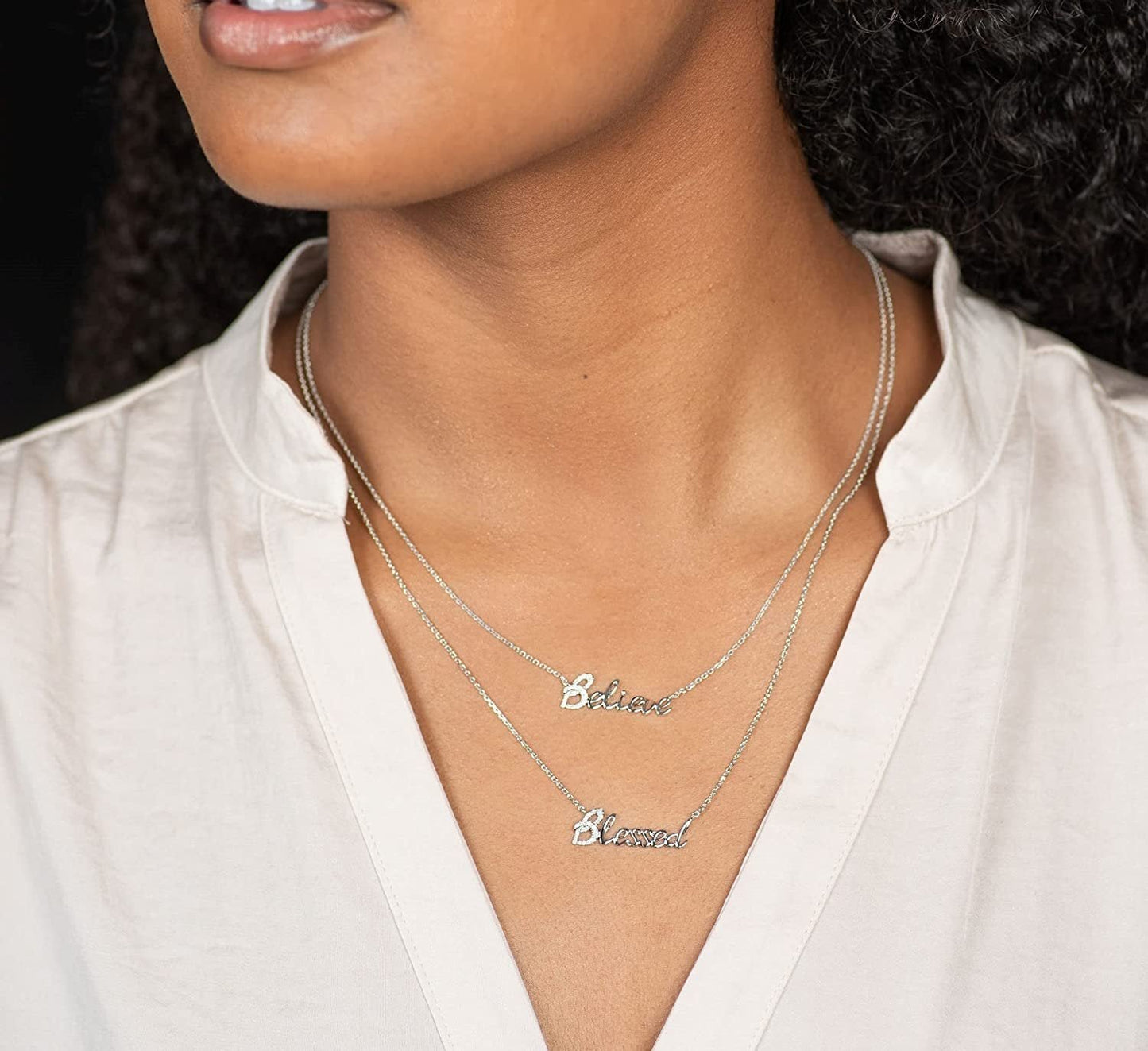 1/12cttw Genuine Diamond Believe 20" Necklace in Sterling Silver