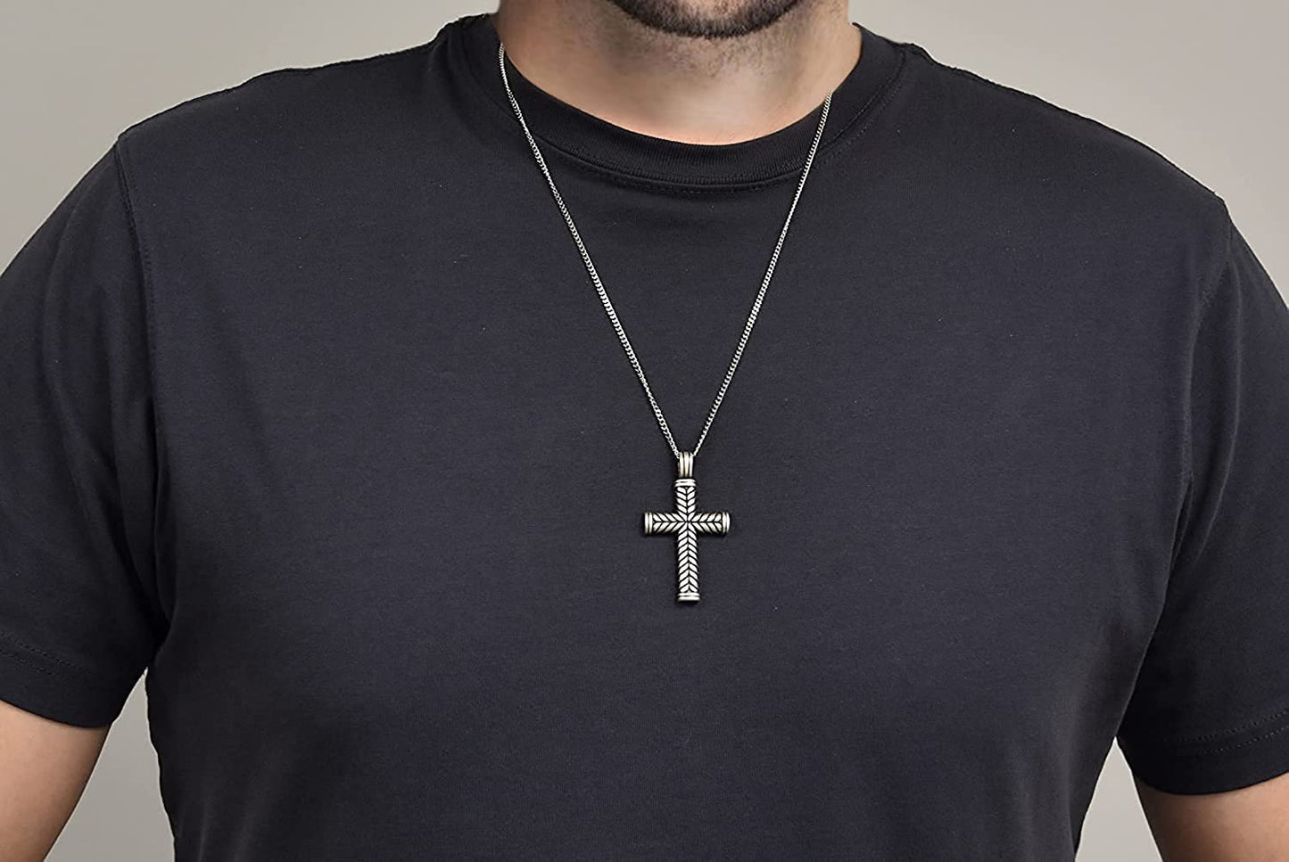 Cross Pendant in Stainless Steel with 24" Chain