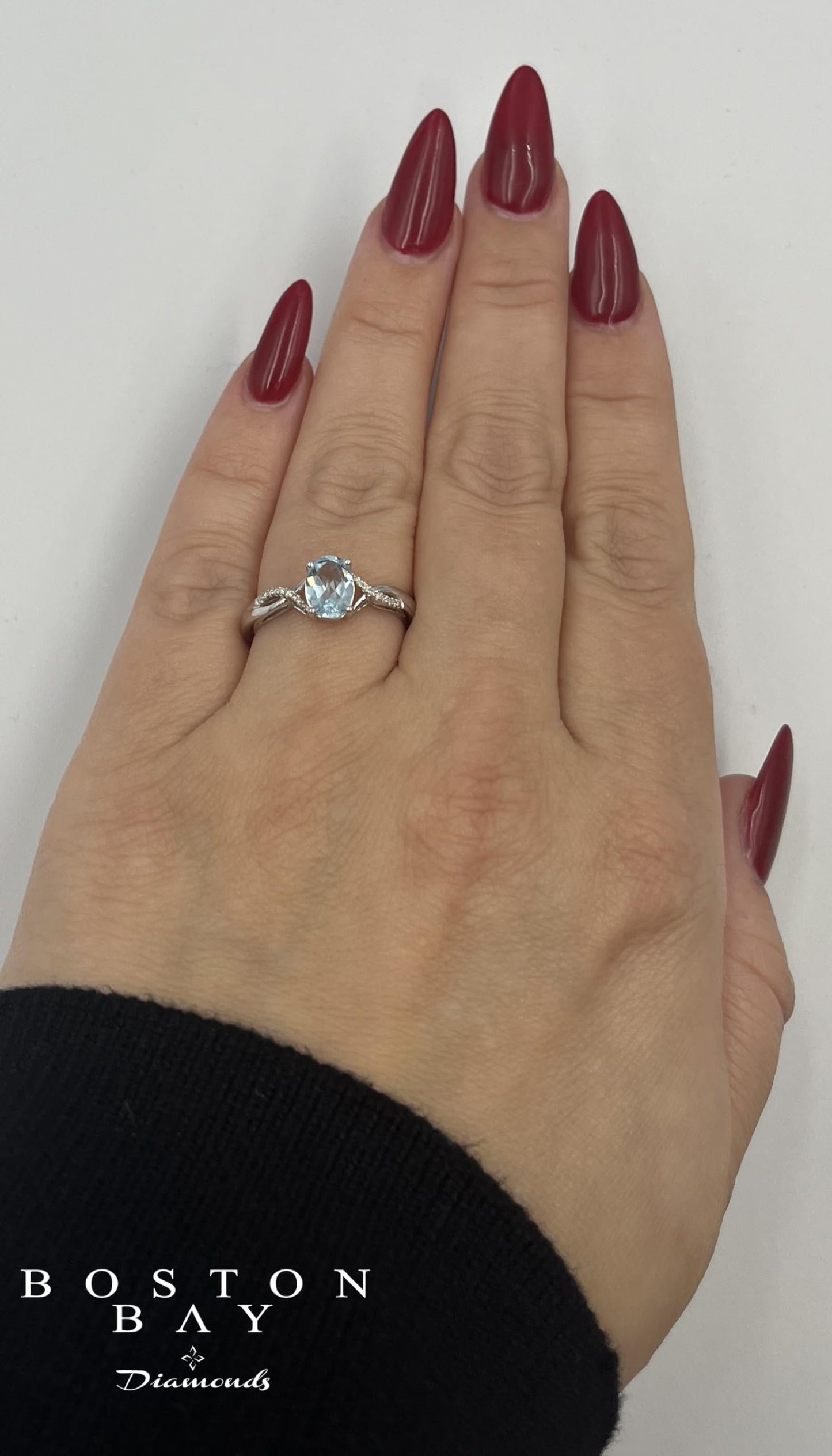 Blue Topaz & Diamond Ring in Sterling Silver