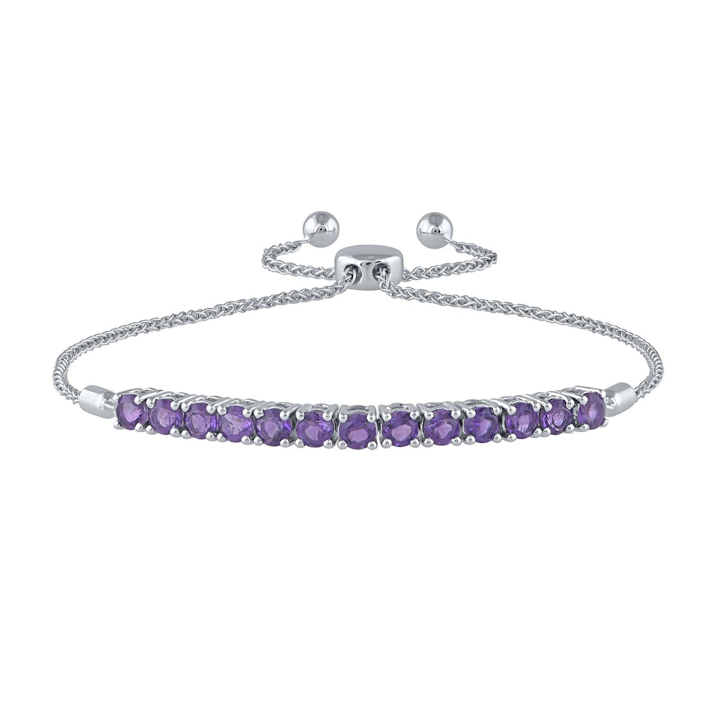 Amethyst Sterling Silver Bolo Bracelet