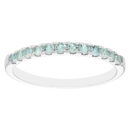 10K White Gold Genuine Aquamarine Birthstone Stacking Ring