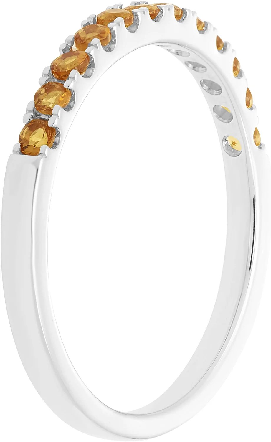 10K White Gold Genuine Citrine Birthstone Stacking Ring