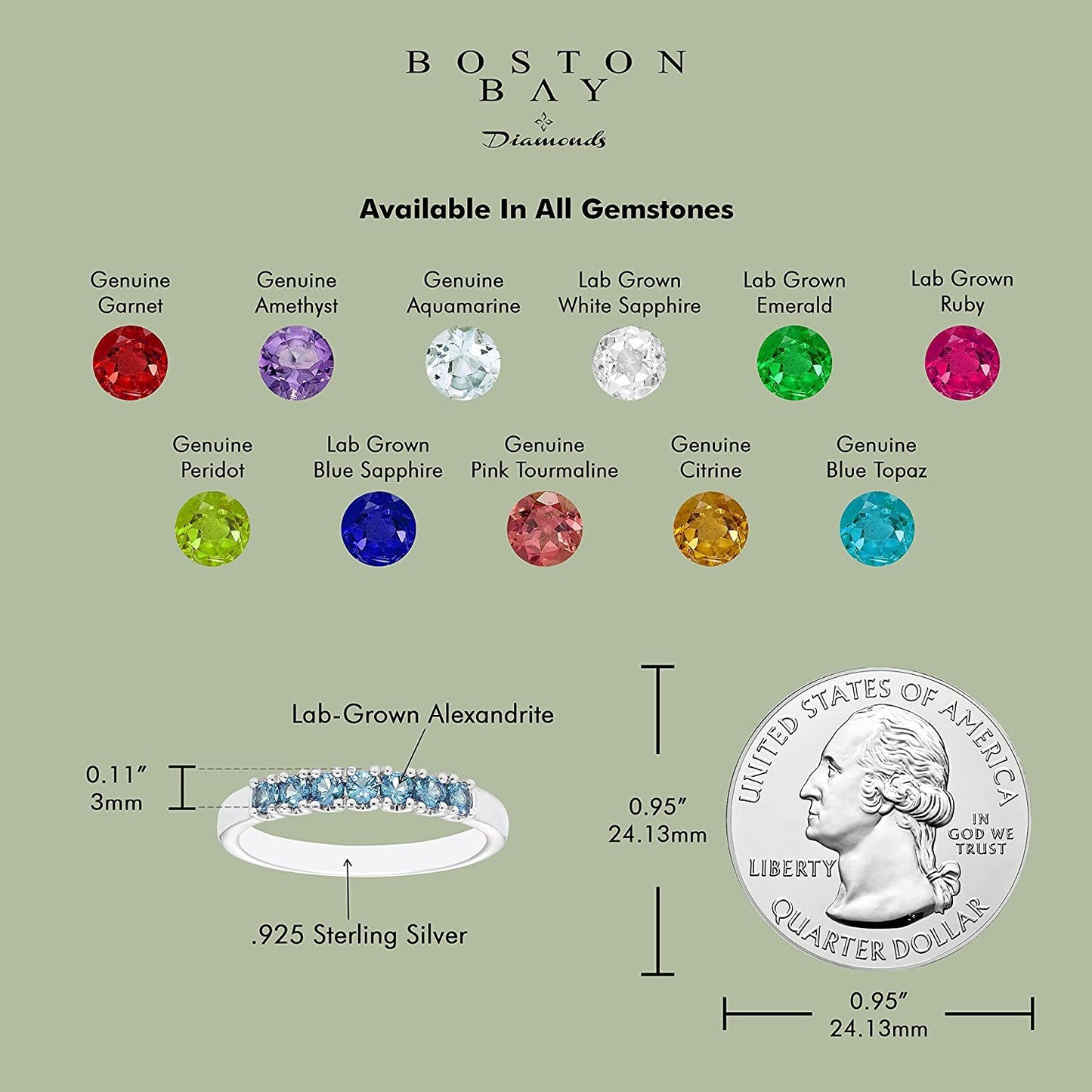 Sterling Silver Lab-Grown Alexandrite 7-Stone Stacking Ring