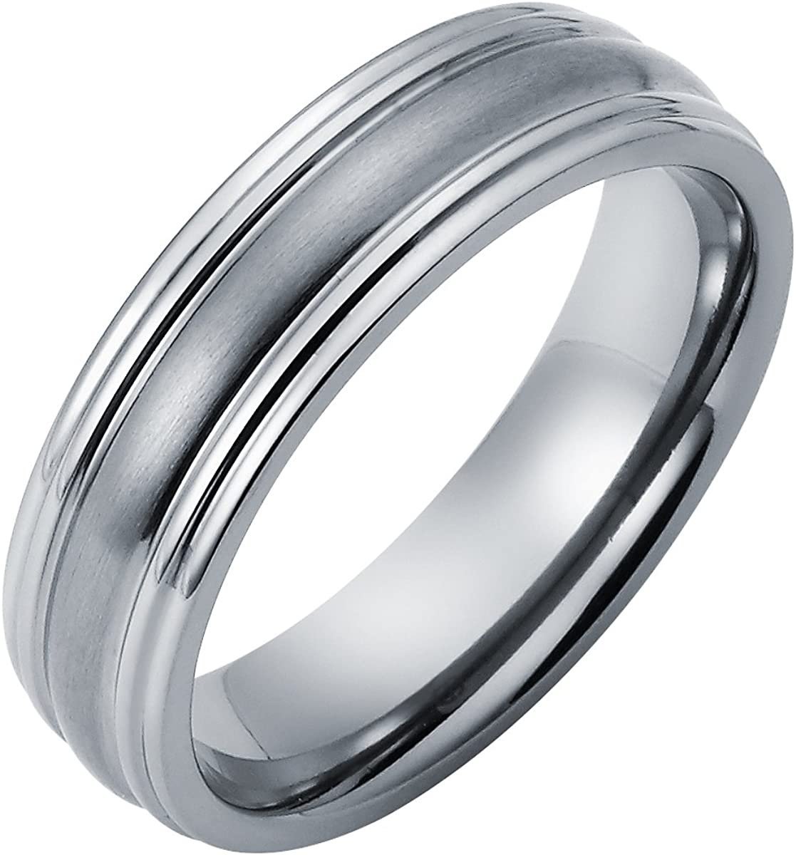 Titanium 6mm Comfort Fit Fashion or Wedding Band Ring with Framed Channel Accent