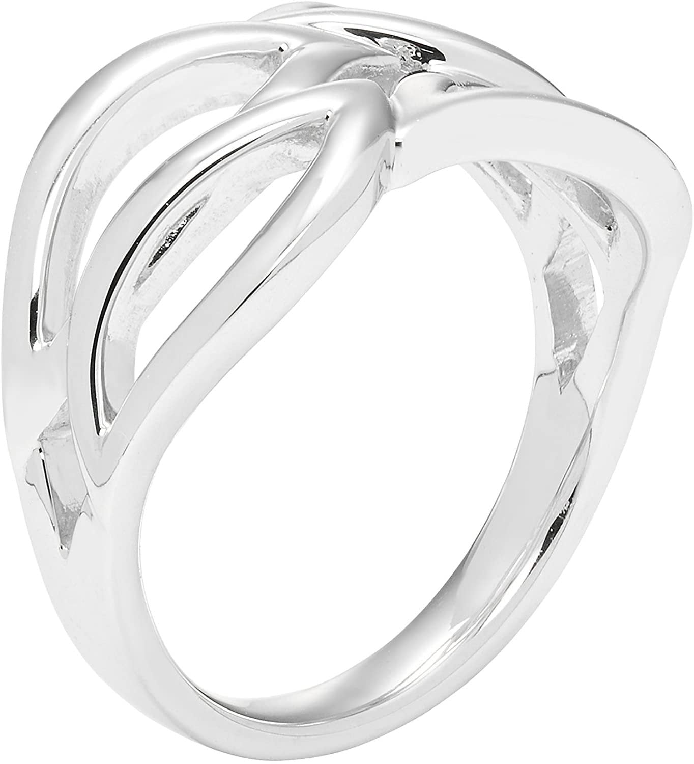 Sterling Silver Leaf Motif Wide Band Ring
