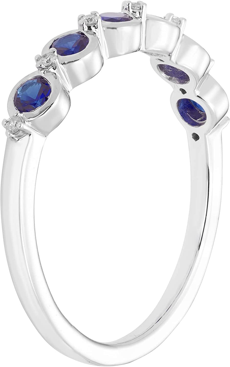 Sterling Silver Lab-Grown Blue Sapphire & Genuine Diamond Stacking Ring