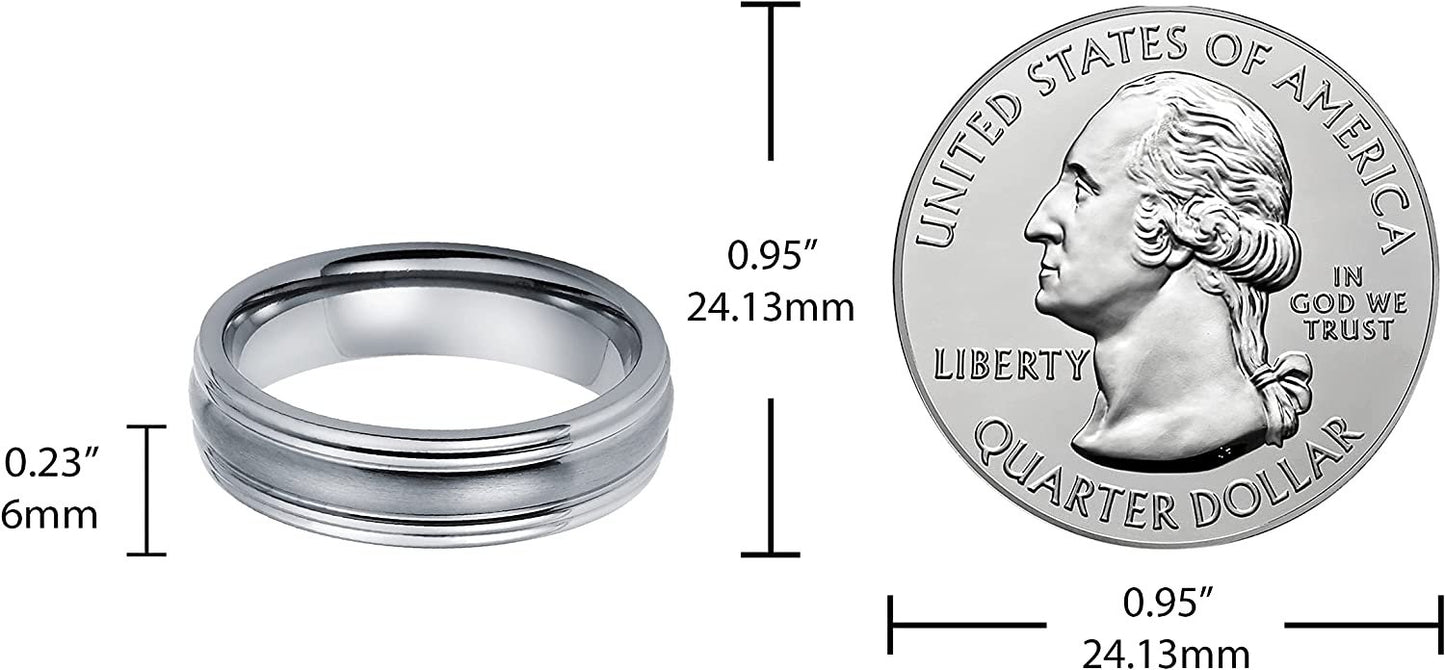 Titanium 6mm Comfort Fit Fashion or Wedding Band Ring with Framed Channel Accent