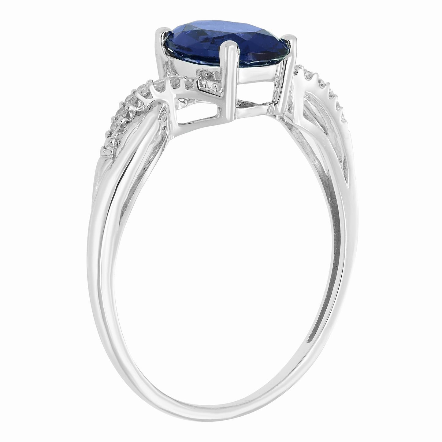 Lab-Grown Sapphire & Diamond Ring in Sterling Silver