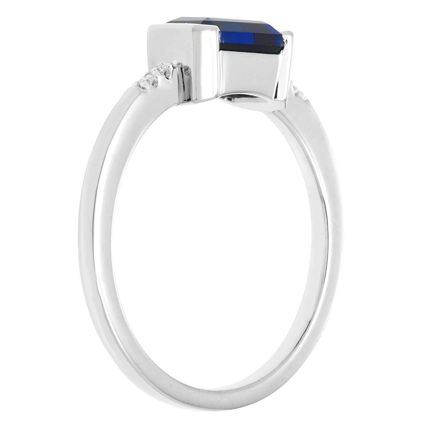 Lab-Grown Sapphire & Diamond Ring in Sterling Silver