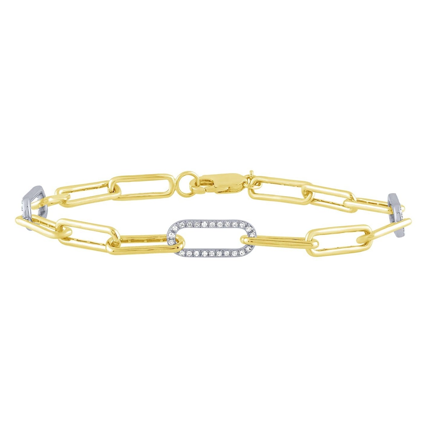 1/10cttw Diamond Chain Link Bracelet in 14K Yellow Gold Plated Sterling Silver