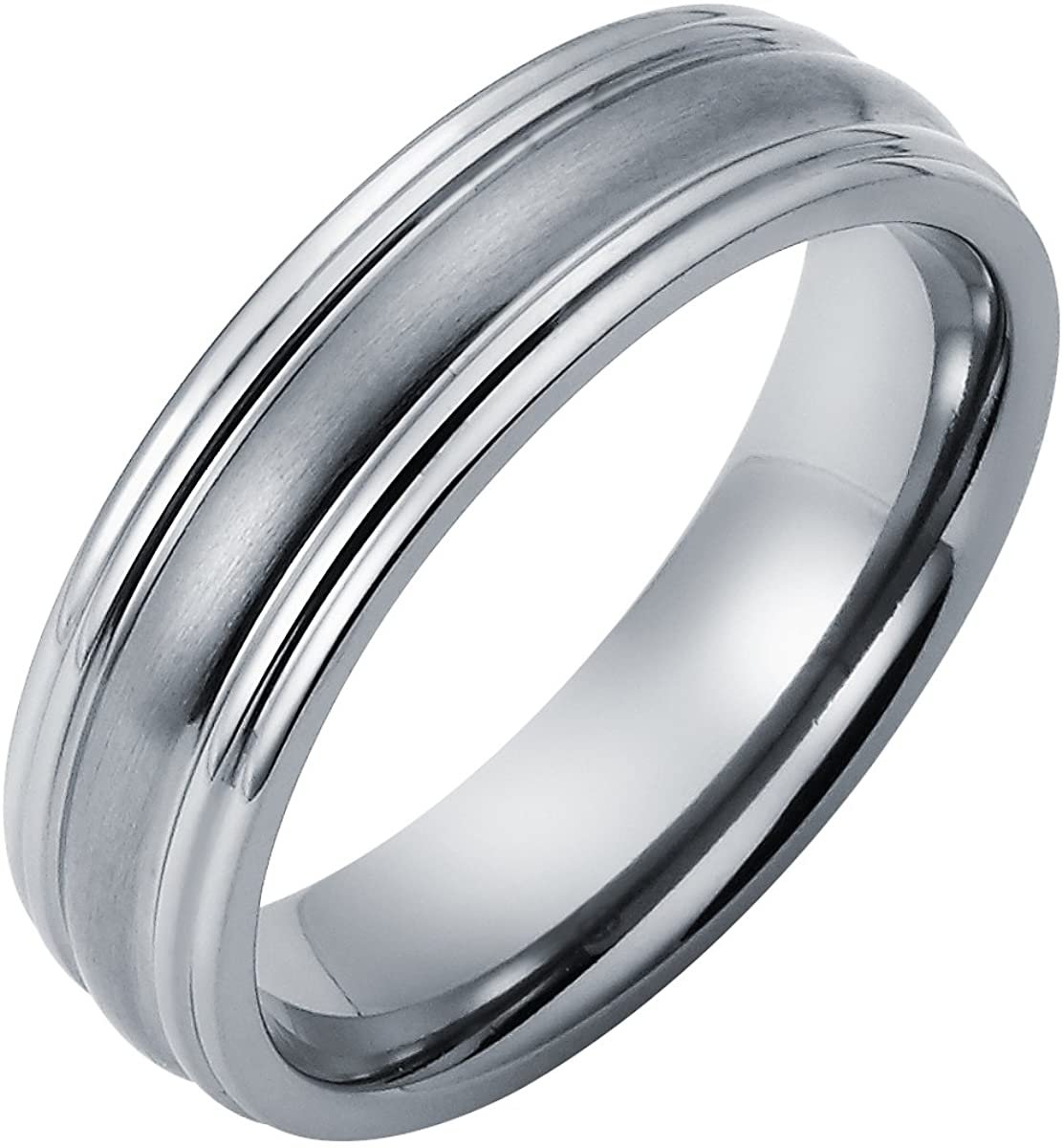 Titanium 6mm Comfort Fit Fashion or Wedding Band Ring with Framed Channel Accent