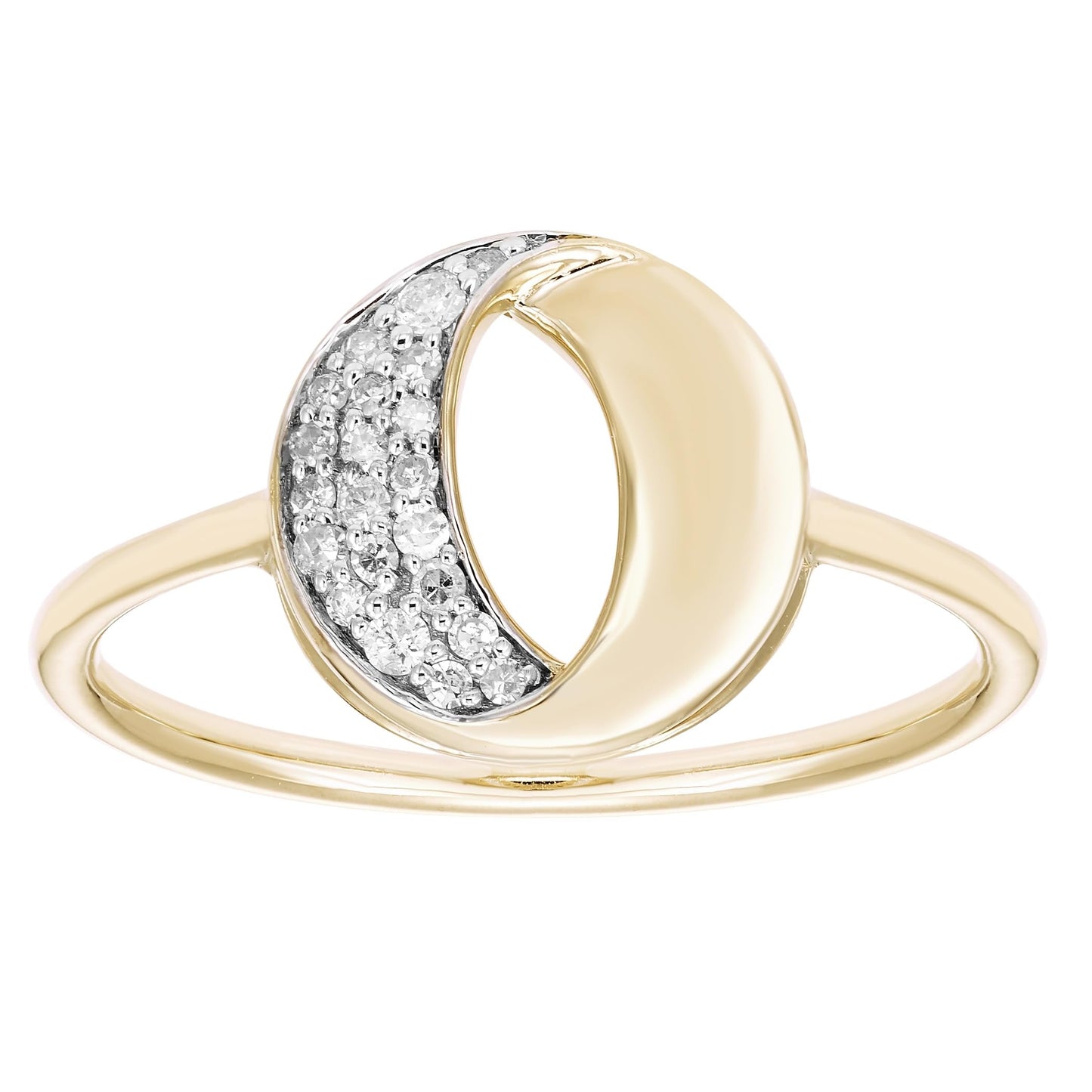 1/8cttw Diamond Open Circle Ring in 14K Yellow Gold Plated Sterling Silver