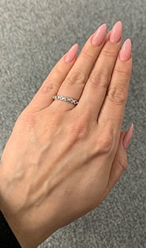 Sterling Silver Genuine Aquamarine & Diamond Stacking Ring