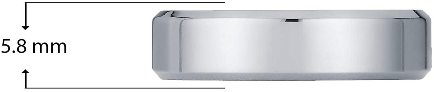 Titanium 6mm Comfort Fit Fashion or Wedding Band Ring with Flat Profile High-Polish Beveled Edges