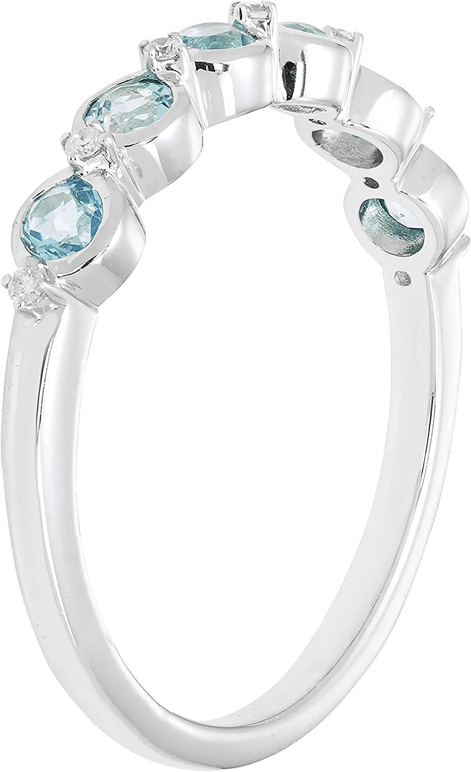Sterling Silver Genuine Blue Topaz & Diamond Stacking Ring