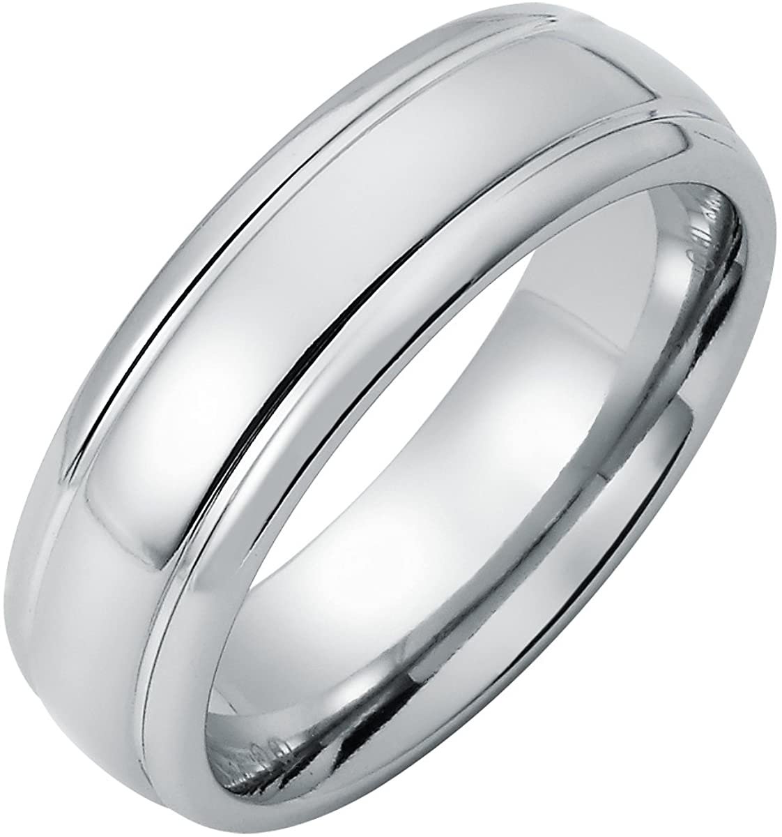 Cobalt Chrome 7mm Double Channel Accent Comfort Fit Fashion or Wedding Band Ring