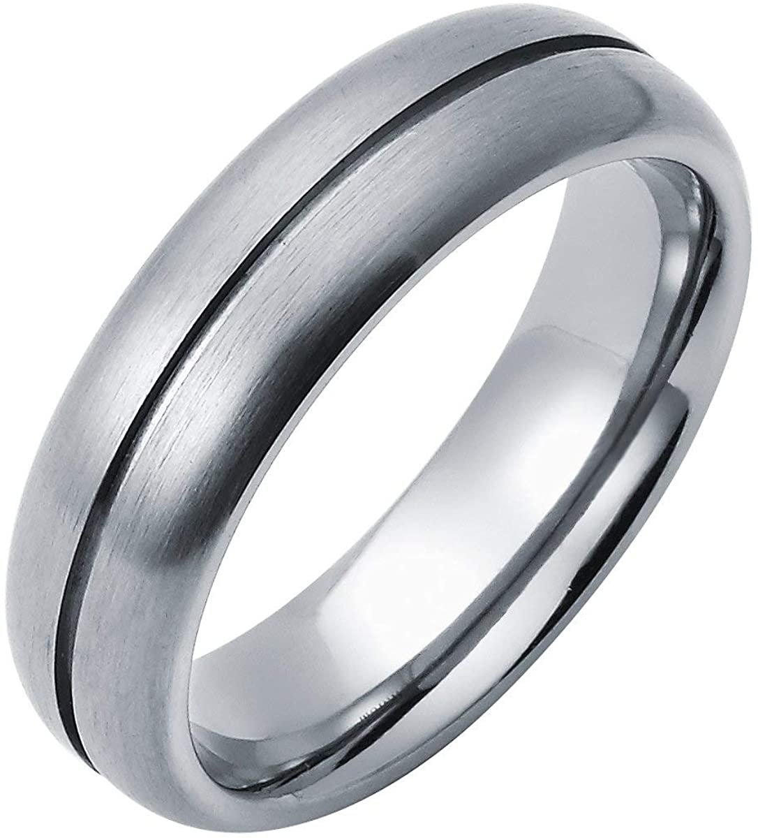 Titanium 6mm Fashion or Wedding Band Ring with Center Channel Accent