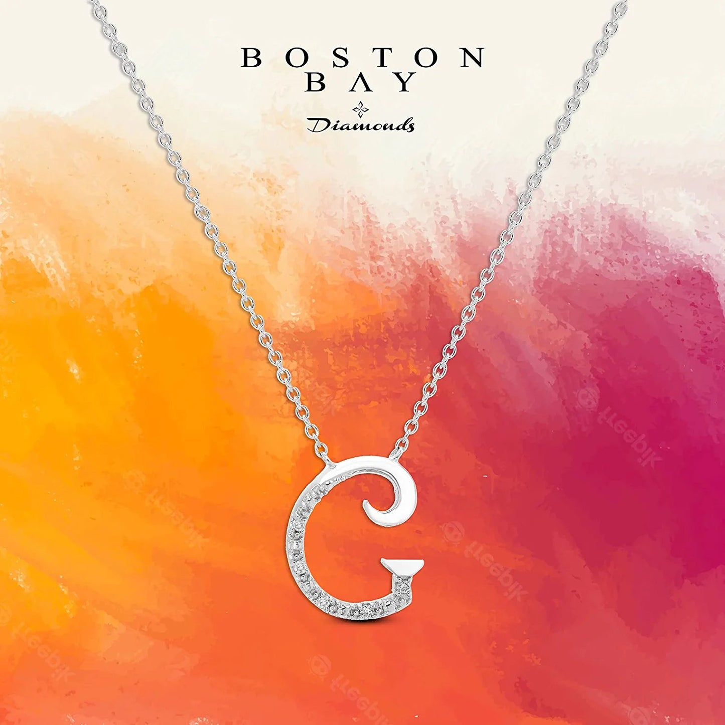 Diamond Initial Necklace, Adjustable 18”-20” in Sterling Silver - Choice of Letter