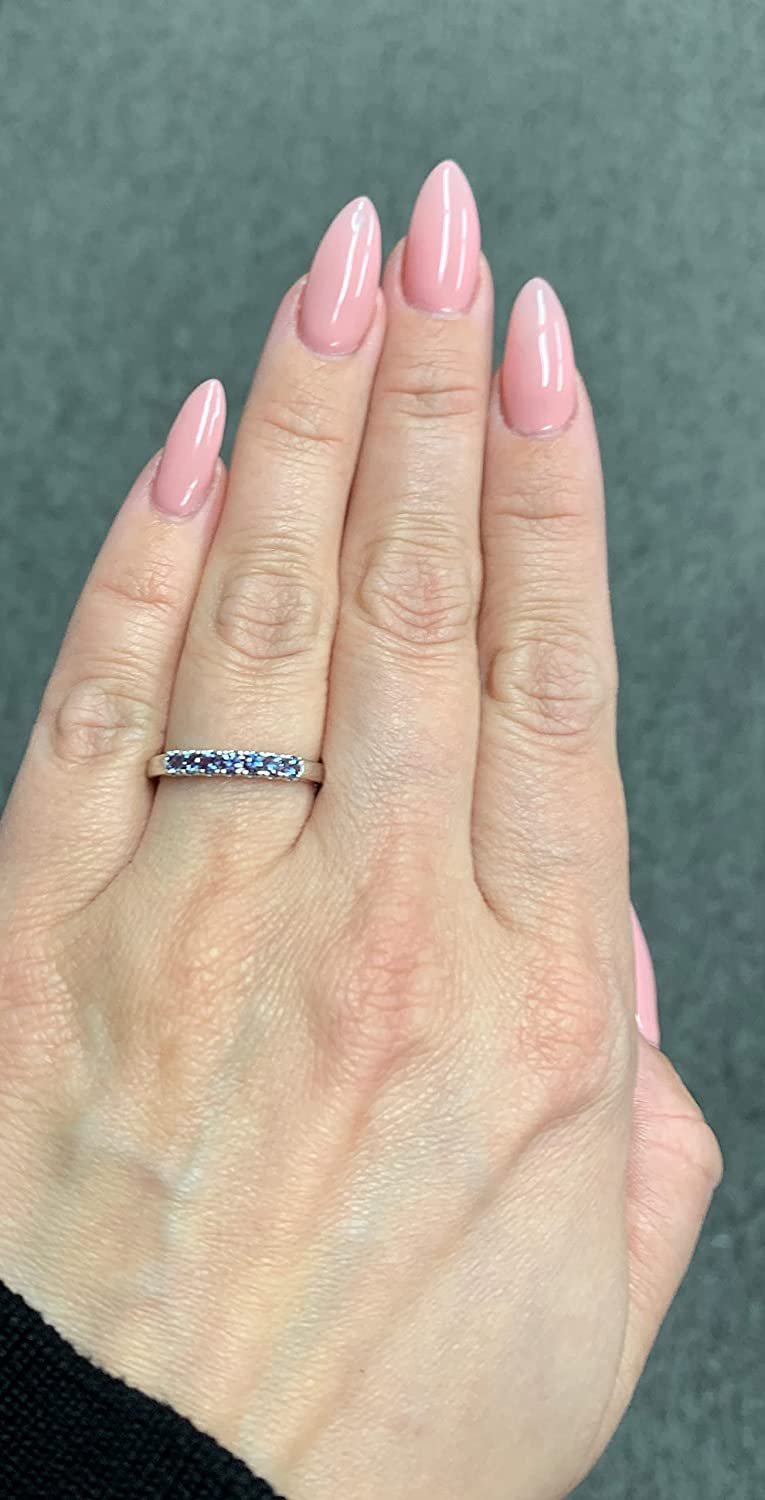 Sterling Silver Lab-Grown Alexandrite 7-Stone Stacking Ring