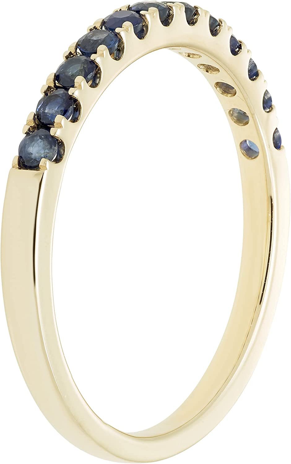 10K Yellow Gold Genuine Blue Sapphire Birthstone Stacking Ring