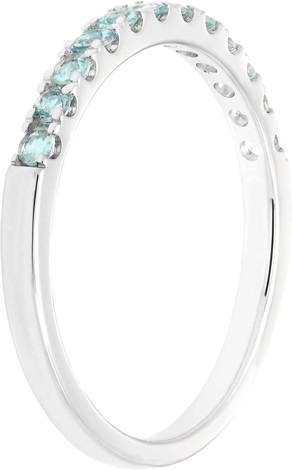 10K White Gold Genuine Aquamarine Birthstone Stacking Ring