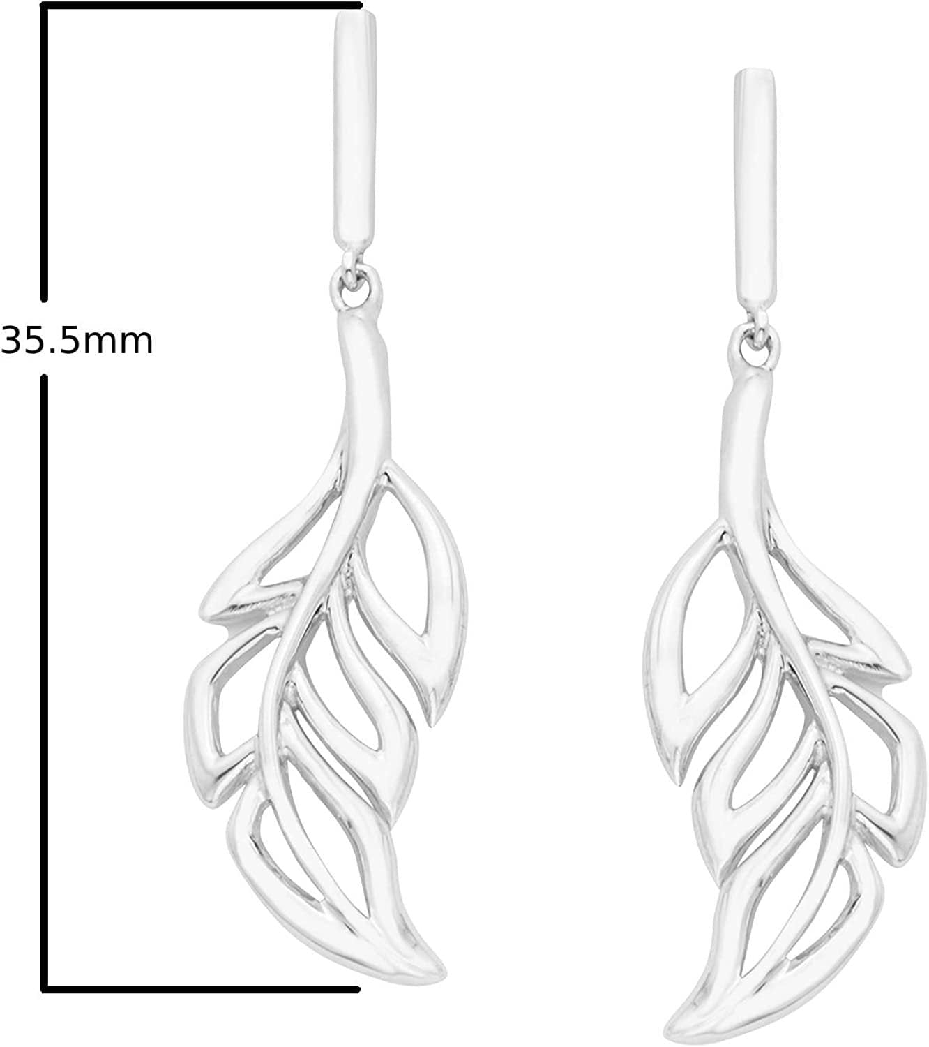 Sterling Silver Open Leaf Dangle Drop Earrings