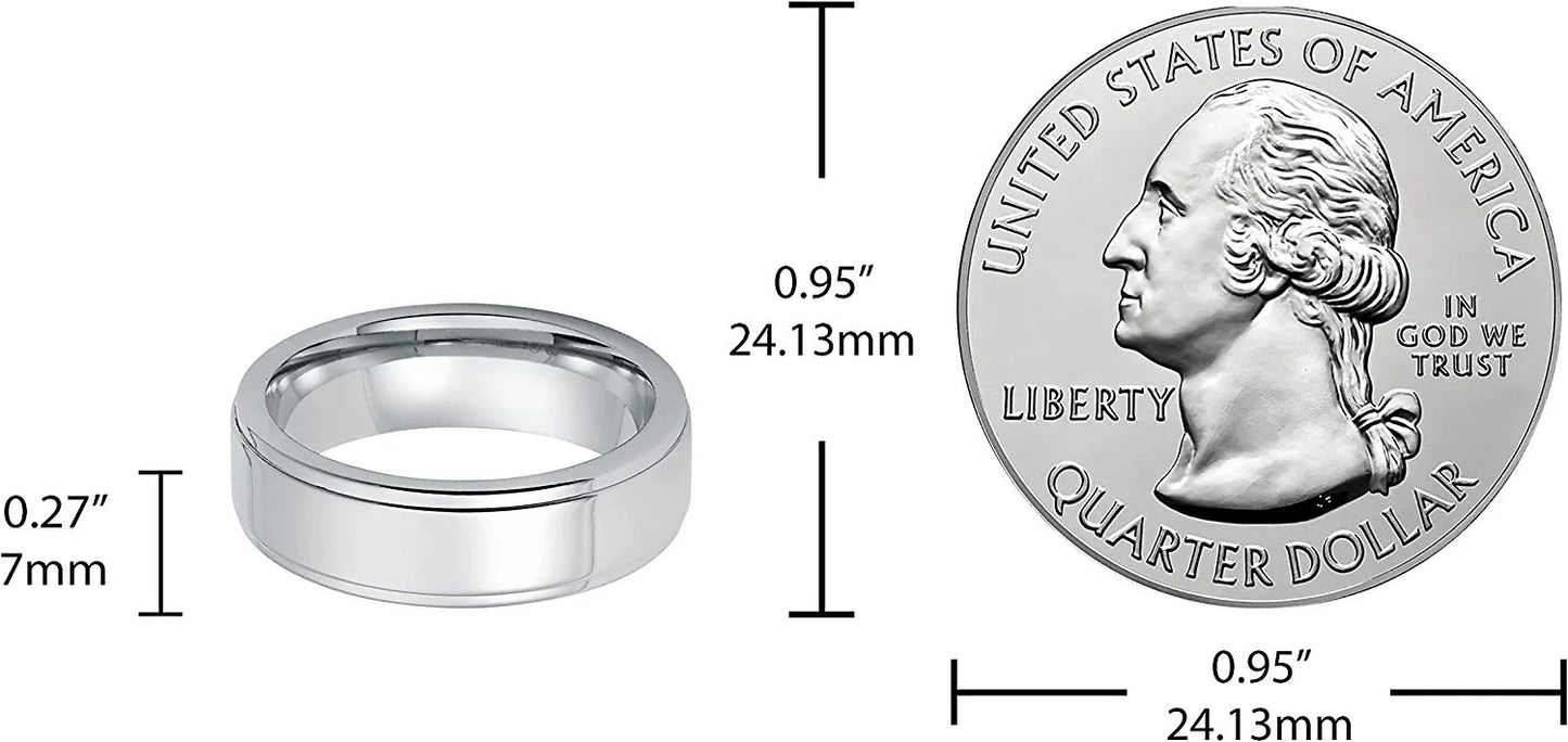 Cobalt Chrome 7mm Double Channel Accent Comfort Fit Fashion or Wedding Band Ring