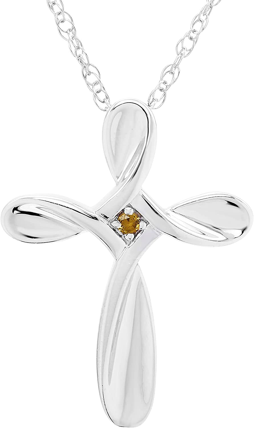 Sterling Silver Citrine Cross Pendant with chain