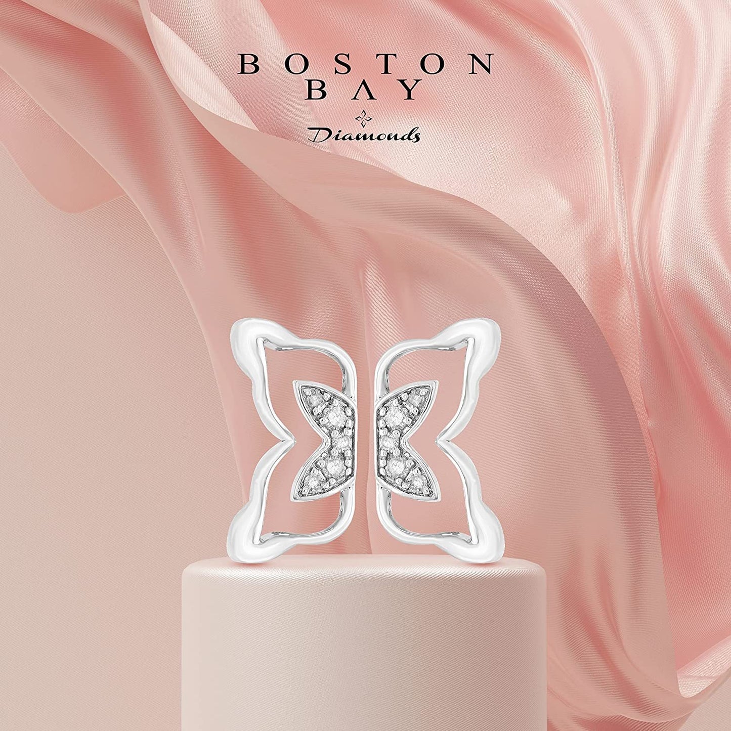 1/15cttw Diamond Butterfly Wing Earrings in Sterling Silver
