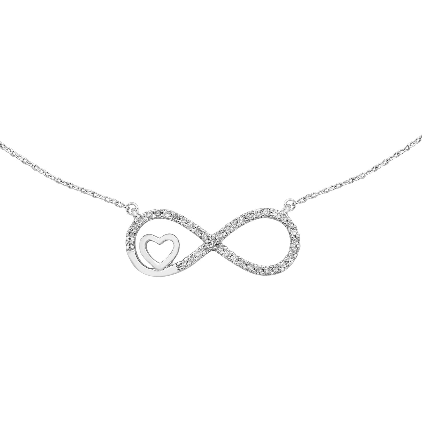 1/5cttw Diamond Infinity Heart 20" Necklace in Sterling Silver