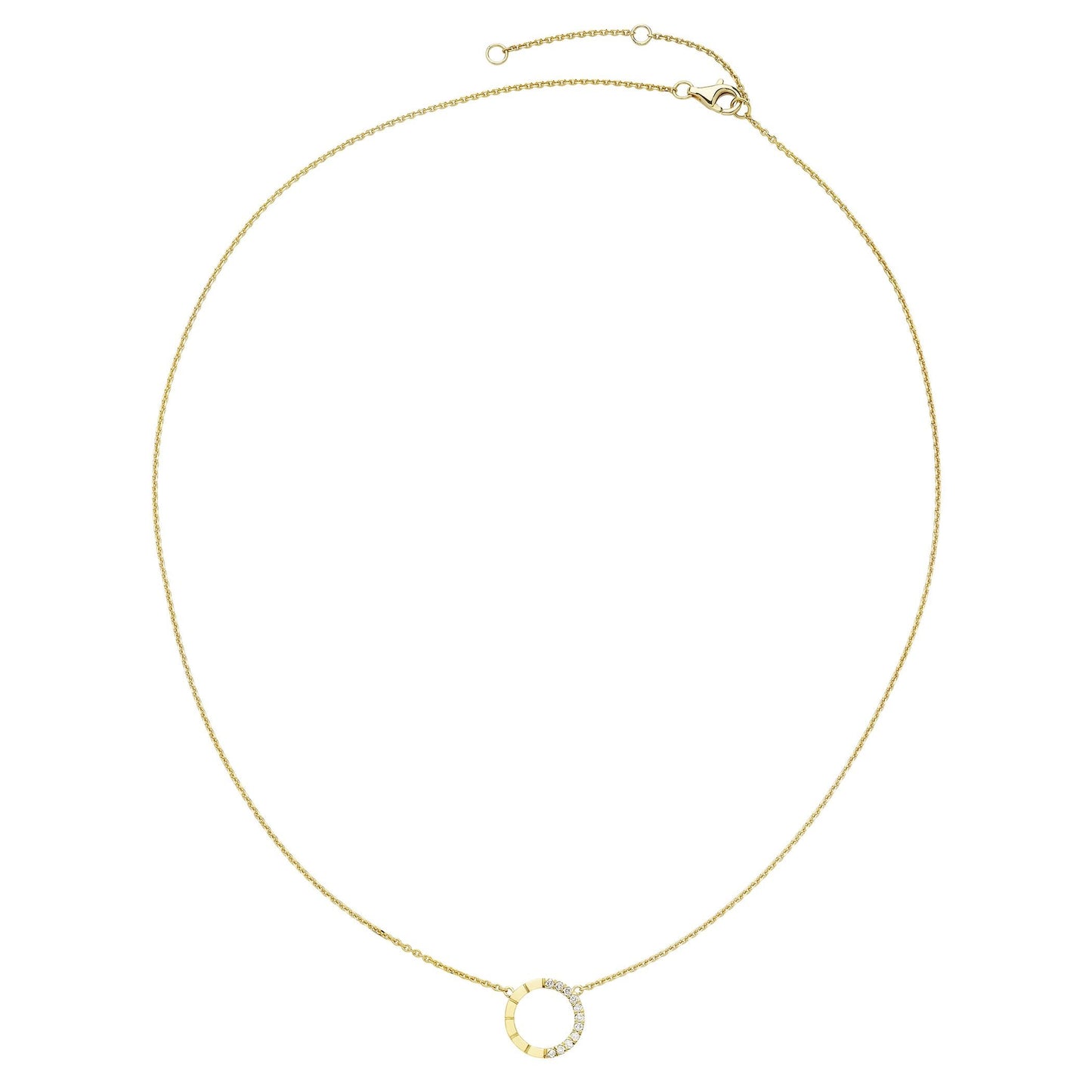 1/8cttw Diamond Circle Pendant in 14K Yellow Gold plated Sterling Silver with Chain