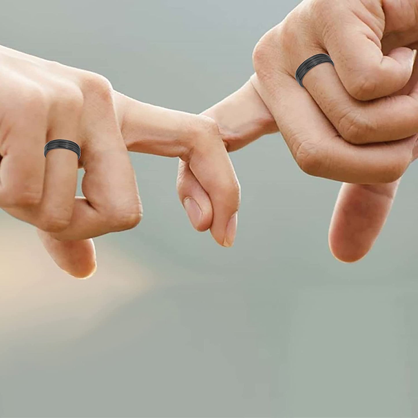 Black Ceramic 6mm Triple Channel Comfort Fit Fashion or Wedding Band Ring